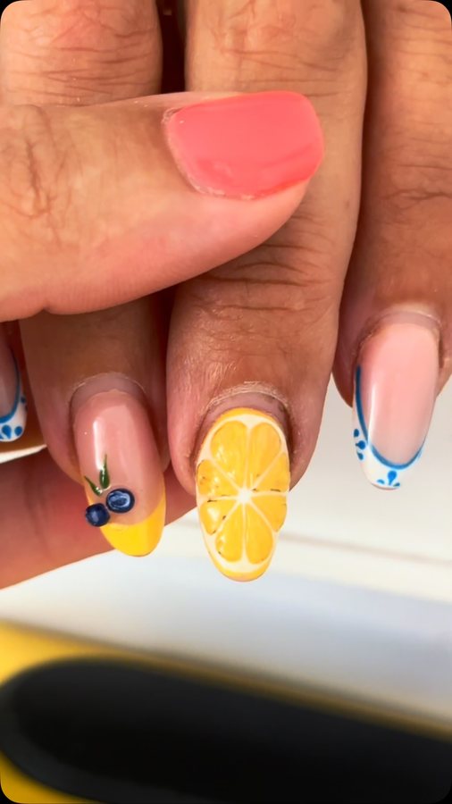 Bright fruit themed nail set