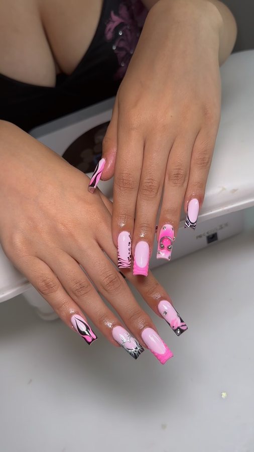 Pink and white French tips